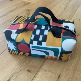 Trousse de toilette familiale spacieuse et éco-responsable en tissu Jacquard avec doublure coton enduit